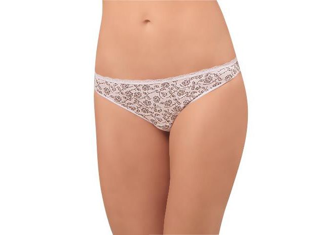 Мини-стринги женские "Цветочки" кремовые