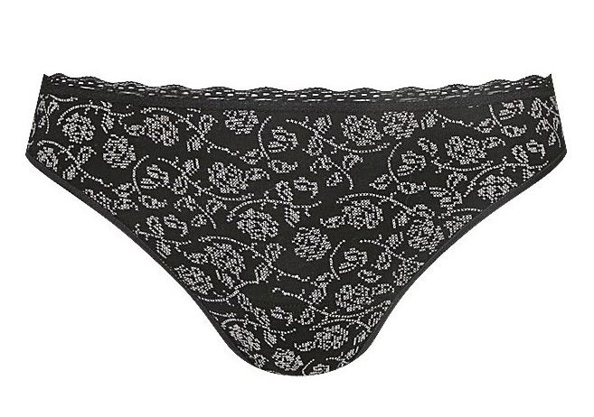 Мини-стринги женские "Цветочки" черные